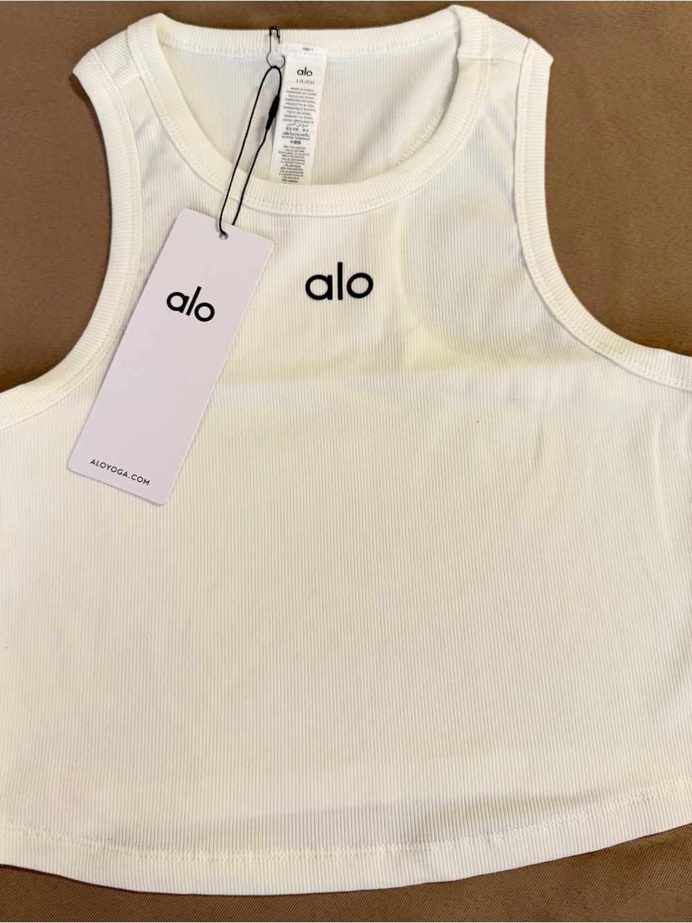 Alo White Ribbed Tank Top - Alo Brand